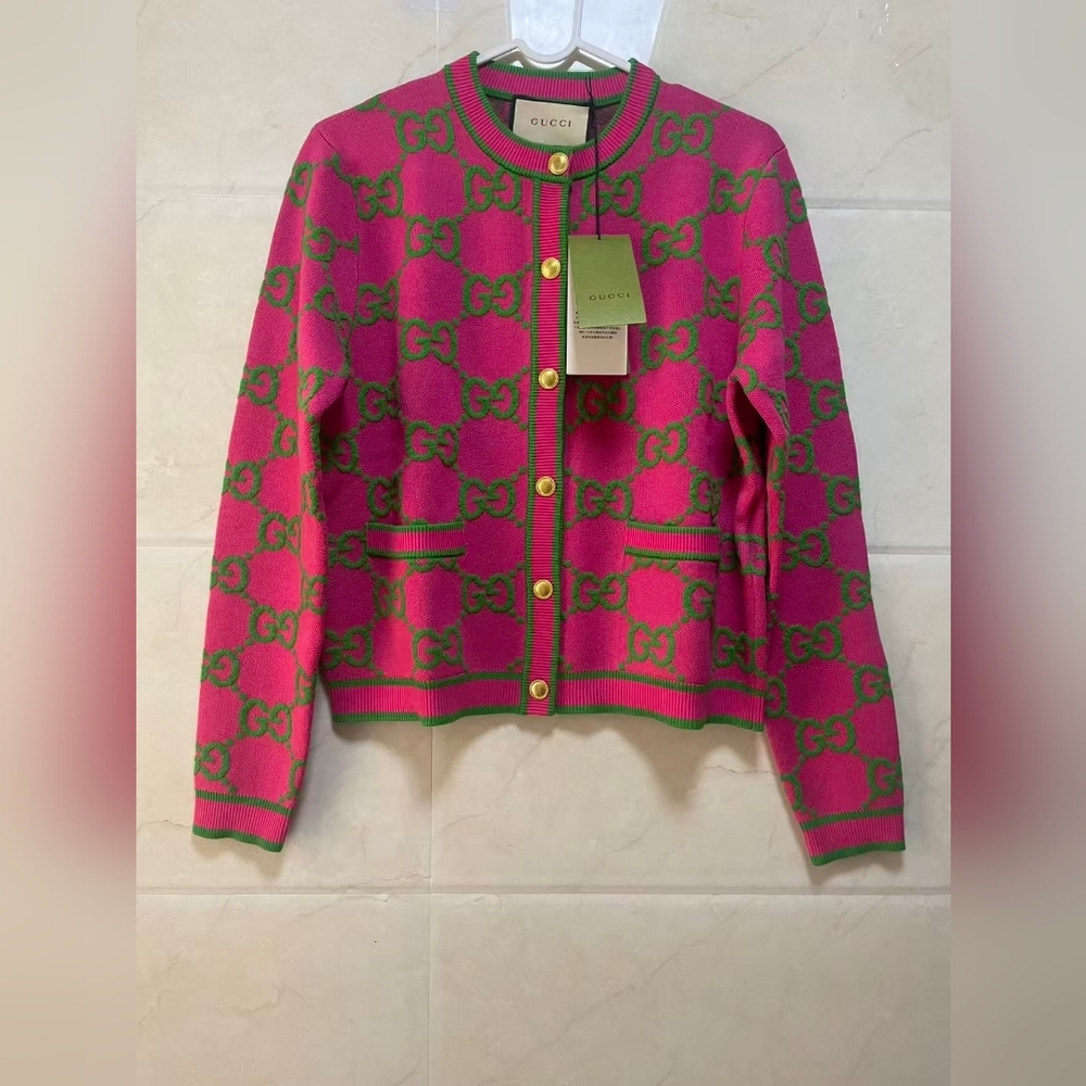 Gucci GG crew neck cardigan sweater